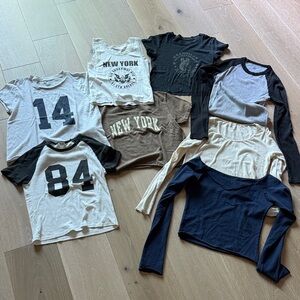 Brandy Melville Short Sleeve Tees - Black, White, Gray, Cream